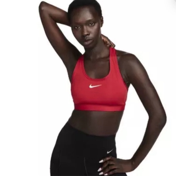 Nike Other - Nike Swoosh Medium Support Padded Racerback Women’s Red Sports Bra Large